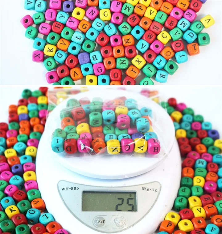 2 25gBag Environmental Multicolor Painted Wooden Loose Space Beads Kids DIY Craft for Garment Bags Jewelry Making Accessories