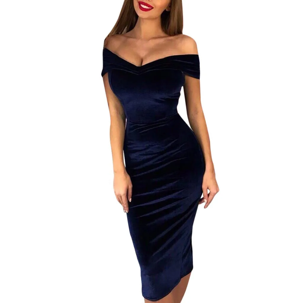 velvet off the shoulder midi dress