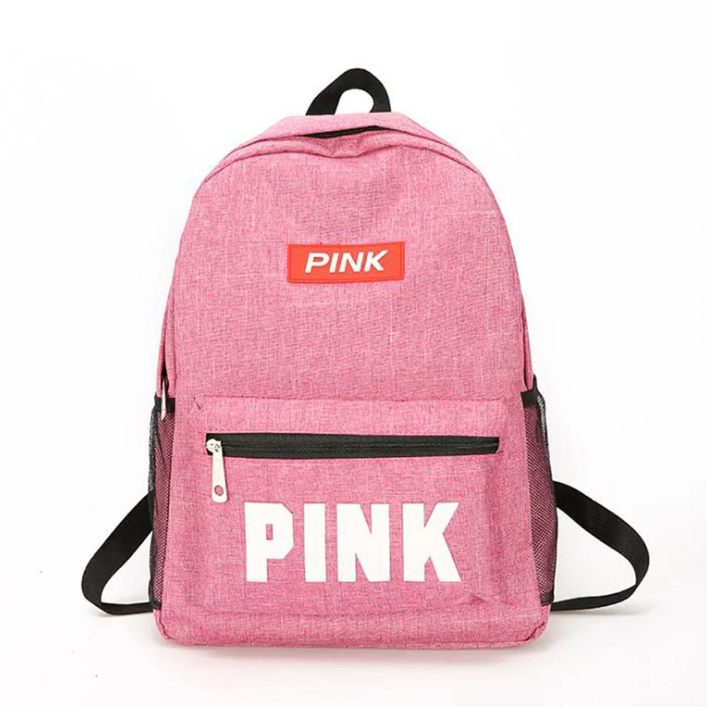 

Girl Fashion School Backpacks Summer Holiday Beach Letter Bag Zipper Shoulder Oxford Backpack Tote Love Pink School Bags Bookbag