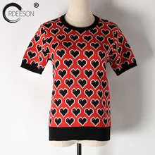 ORDEESON/красные тонкие трикотажные топы, футболка для женщин с принтом «любовь», летний топ, футболка с короткими рукавами, Женская забавная одежда