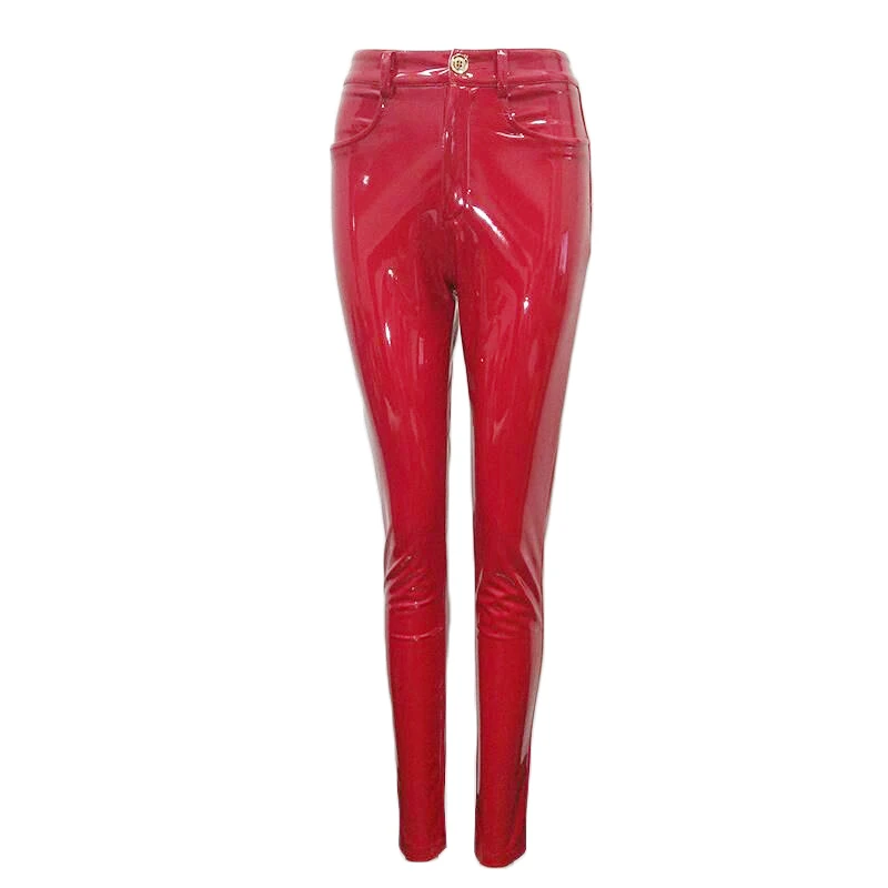 BEVENCCEL зимние штаны Штаны из искусственной кожи Для женщин пикантные латекс брюки уличная с хлопком Для женщин брюки - Цвет: red