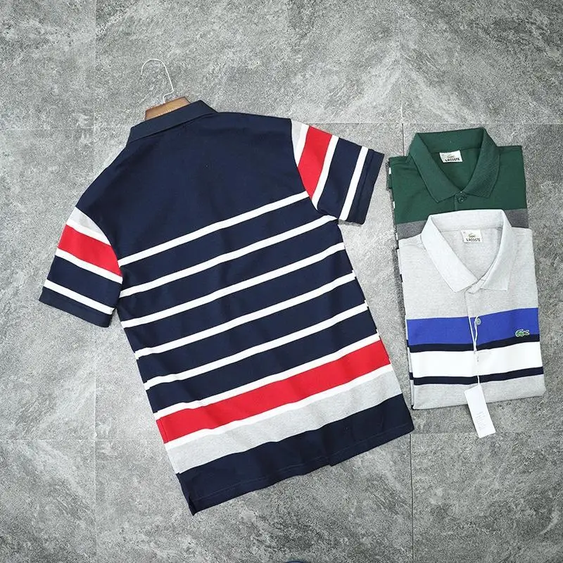 LACOSTE LEGEND Running Shirt Men Triped T-Shirts Slim Short Sleeve Comfort Homme Cotton Outdoor Clothing 3color LACOSTE LEGEND Running Shirt Men Triped T-Shirts Slim Short Sleeve Comfort Homme Cotton Outdoor Clothing 3color