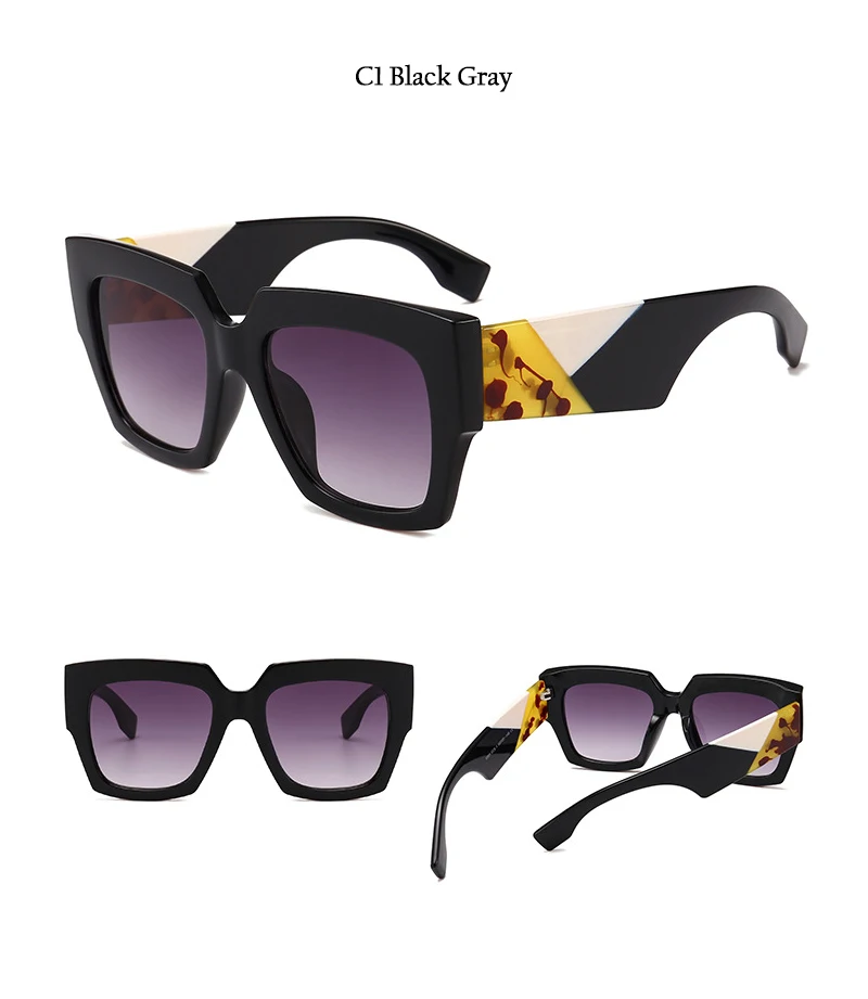 HBK, большие квадратные модные стильные новые женские солнцезащитные очки с градиентом UV400, весенние, летние, уличные, винтажные, для вождения