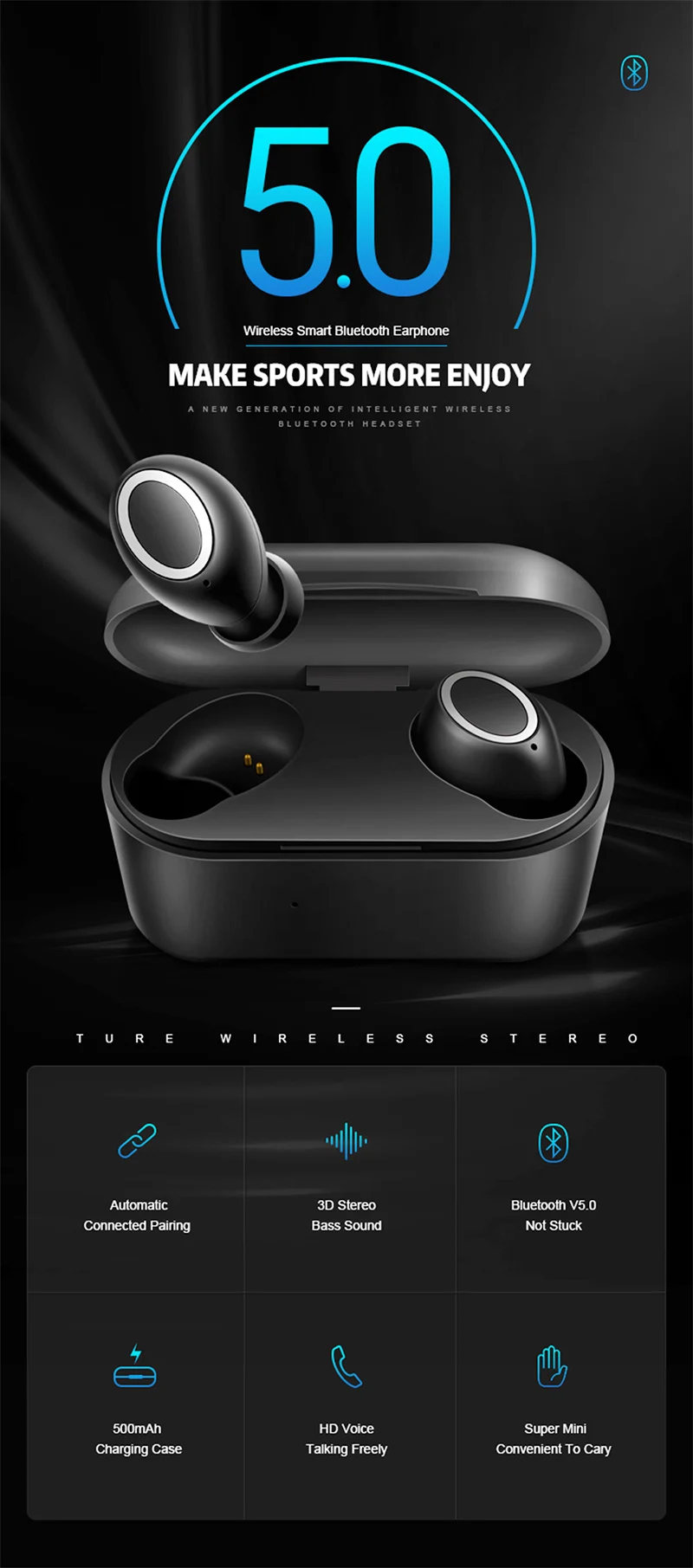 D015 TWS Mini Invisible Wireless Headphone Bluetooth 5.0 wireless Earpiece Waterproof Portable Headset For Car Driving Phone (1)