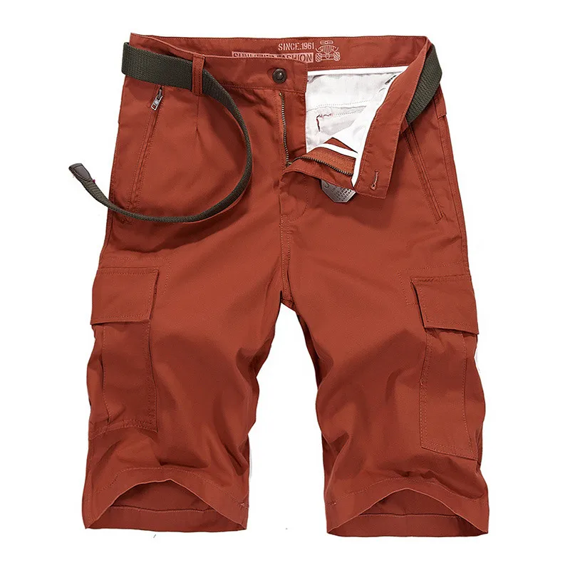 Мужские повседневные брендовые летние крутые темно-синие шорты из чистого хлопка размера плюс 30-42, мужские прямые брюки на молнии afs jeep cargo - Цвет: ZDF613 Red