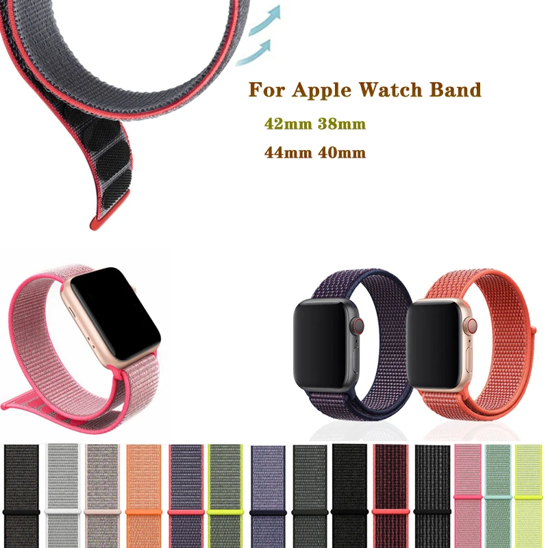 

Nylon Woven Replacement Bracelet Strap For Apple Watch band 44/42/40/38mm Breathable Sport Loop Band for iWatch series 4/3/2/1