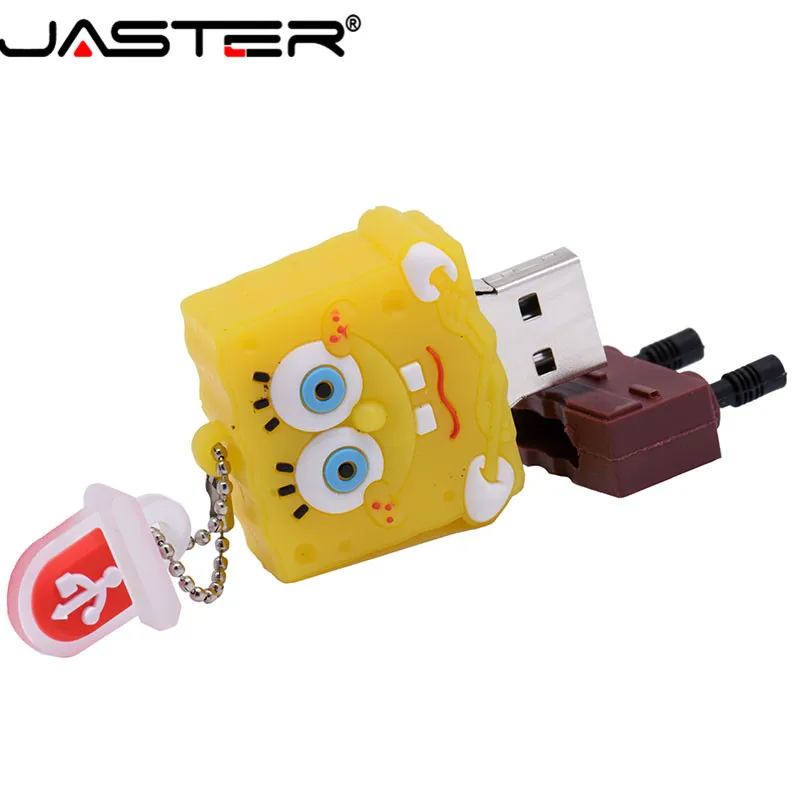 JASTER Акция Мини мультфильм внешний флэш накопитель USB 2 0 4 ГБ 8 16 32 64 Гб SpongeBob серия