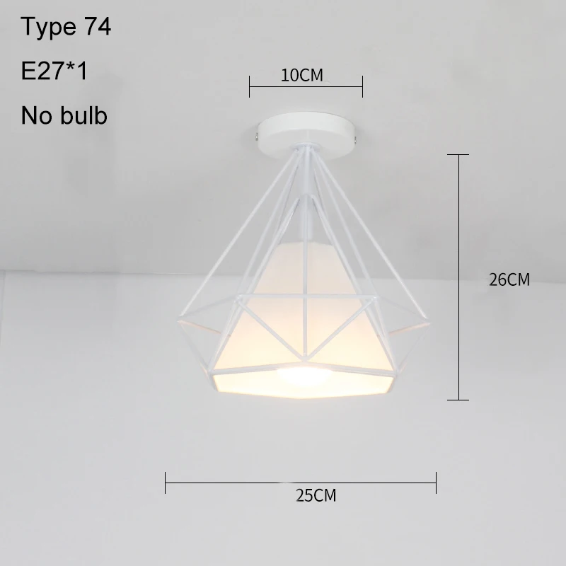 Светодиодные потолочные светильники, современный потолочный светильник, винтажный плафон, клетка, плафон для гостиной, промышленный декор, подвесной светильник - Цвет корпуса: Type 74 no bulb