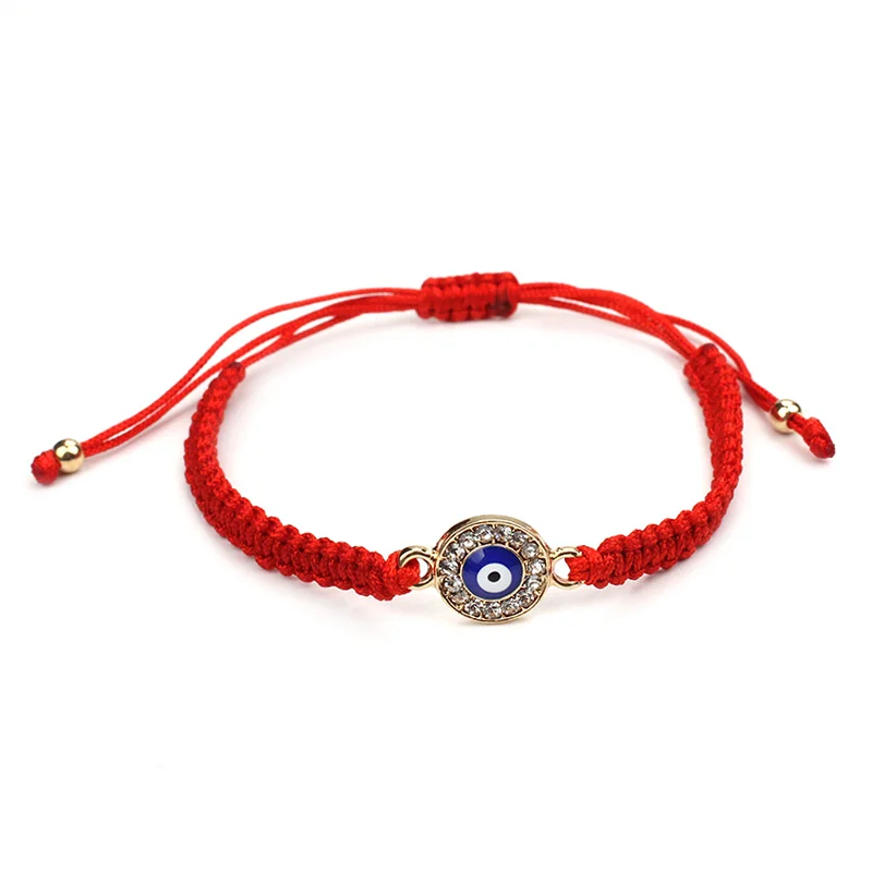Новое прибытие Красный Черный Веревка круг синий сглаза шарм ручной работы дешевый браслет для женщин как подарок - Окраска металла: Red and gold