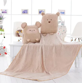 

40X35cm Hamster Pillow Plush Cushion with Blanket Hands Warmer Relax Bear Back Cushion Pillow Air Conditioning Blanket 2 in 1