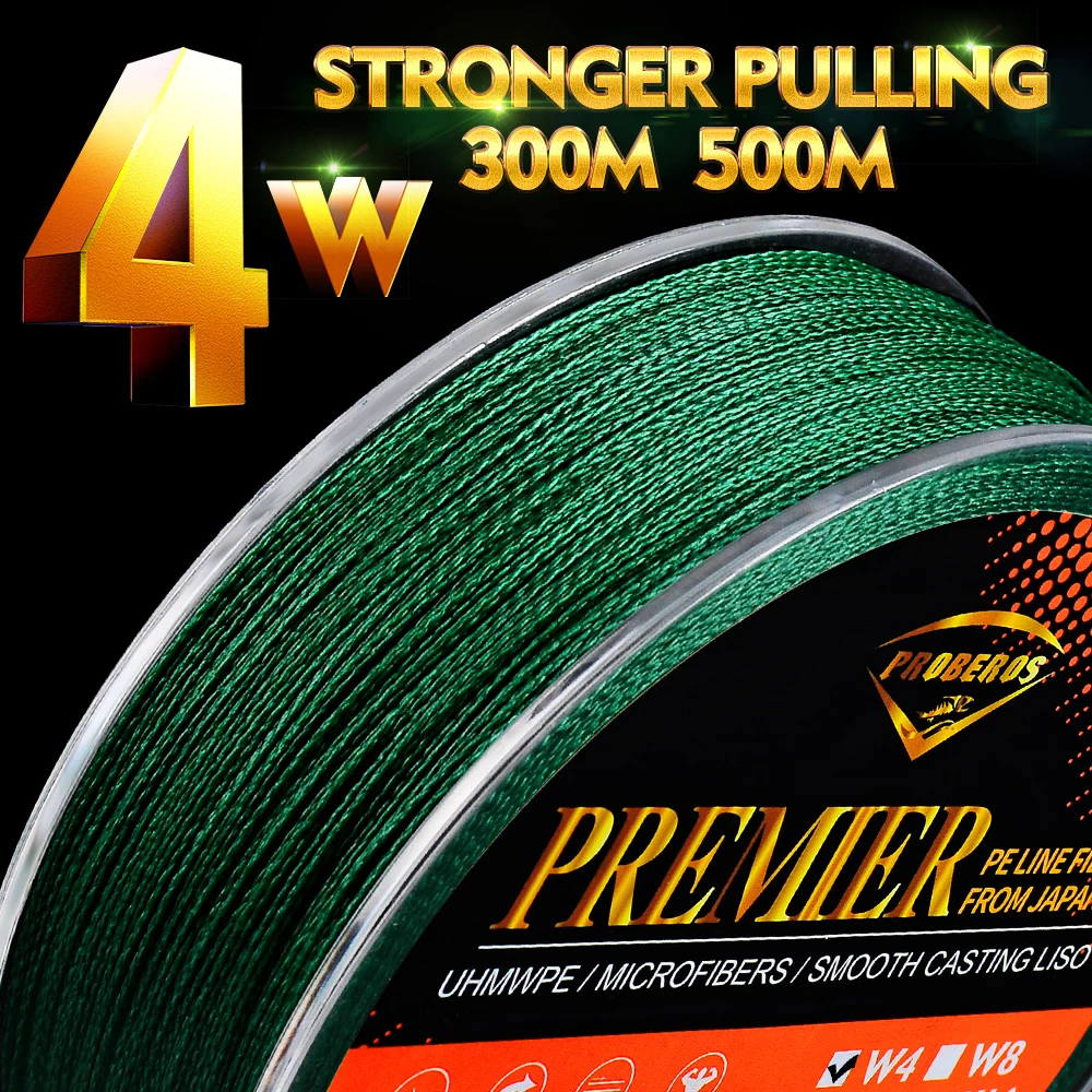 

4 Strands PE Braided Fishing Line 300M 500M 6-100LB Japan 4 Weaves Brads Wire Multifilament Super Strong PE Line for Saltwater