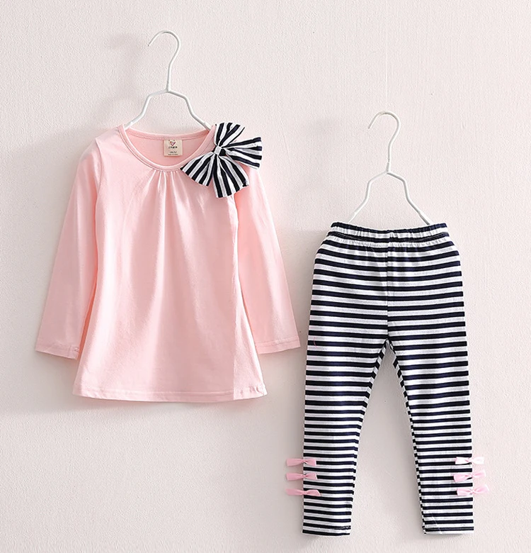 

Children Clothing Sets Girls Suits Child Cotton Sportswear Casual kids Long Sleeve Tops Striped Pants Baby Roupas Infanti Menina
