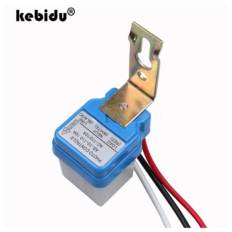 Kebidu AC DC 220 V 110 V 24 V 12 V 10A фотоэлемент для освещения Автоматическое включение/выключение фотоэлемент уличного освещения фотоэлемент для освещения торговля