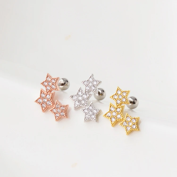 20gauge star zircon tragus ear piercing stainless steel daith earrings