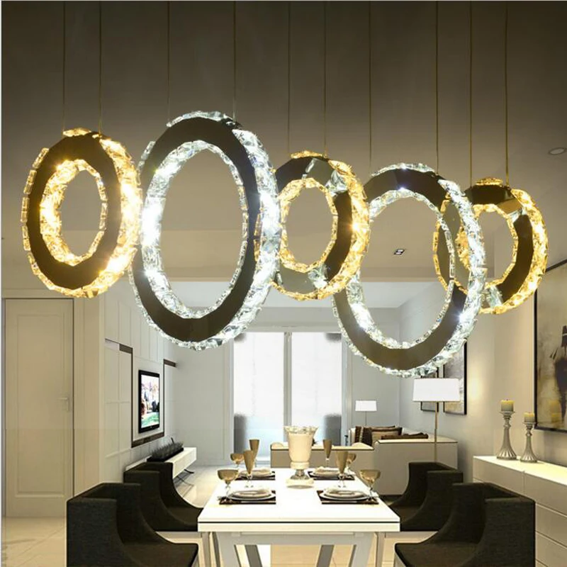 

Luxury atmosphere crystal chandeliers postmodern circular living room dining room LED creative lighting villa design model LED