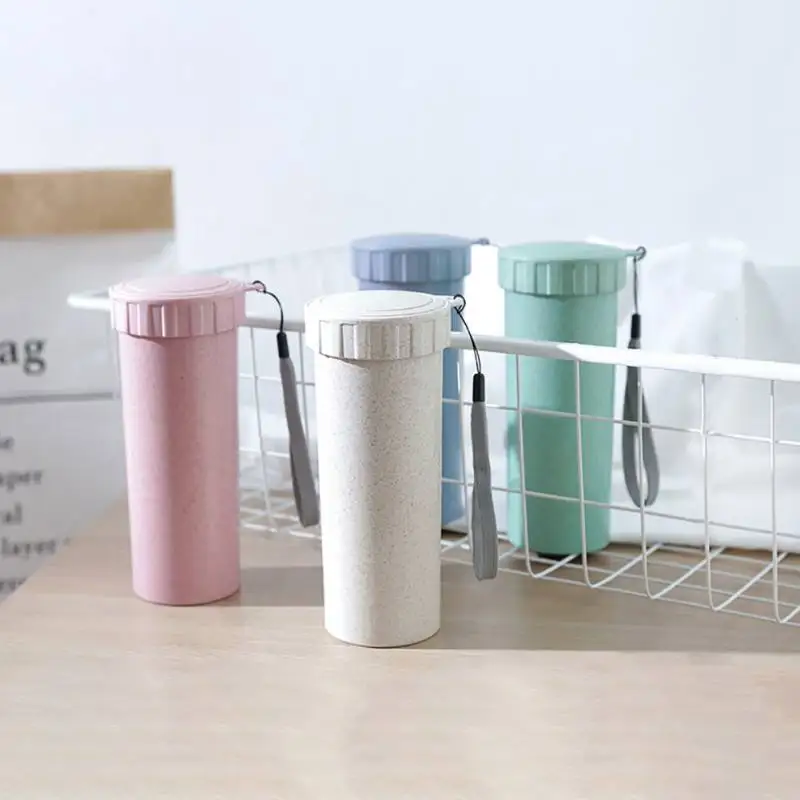 

Double Layer Heat Preservation Bottle for Travel Bottle 300ml Wheat Straw Portable Water Drinking Bottle with Rope Drinkware