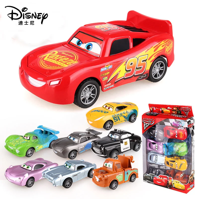 

Anime 8pc Disney Pixar Cars 3 Figure Toys For Kids Mater Jackson Storm Plastic Figurine Cars Kid Boys Christmas Gifts Toys