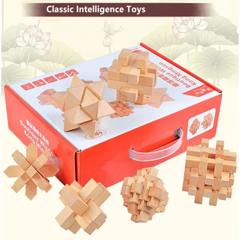 

wooden toys puzzles for kids children adults education learning montessori jigsaw puzzle cube box brain teasers game kit toy