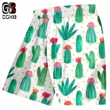 OGKB мужские летние крутые пляжные шорты с принтом растений кактусы 3D Бермуды шорты для плавания мужские хип-хоп Уличная панк эластичные брюки
