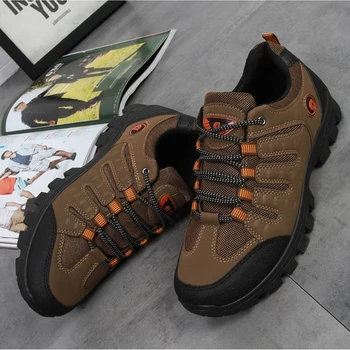Autumn Winter Outdoor Men Sneakers Plus Velvet Hiking Shoes Travel Shoes Male Cotton Shoes Solid Rubber Cross-country Walking