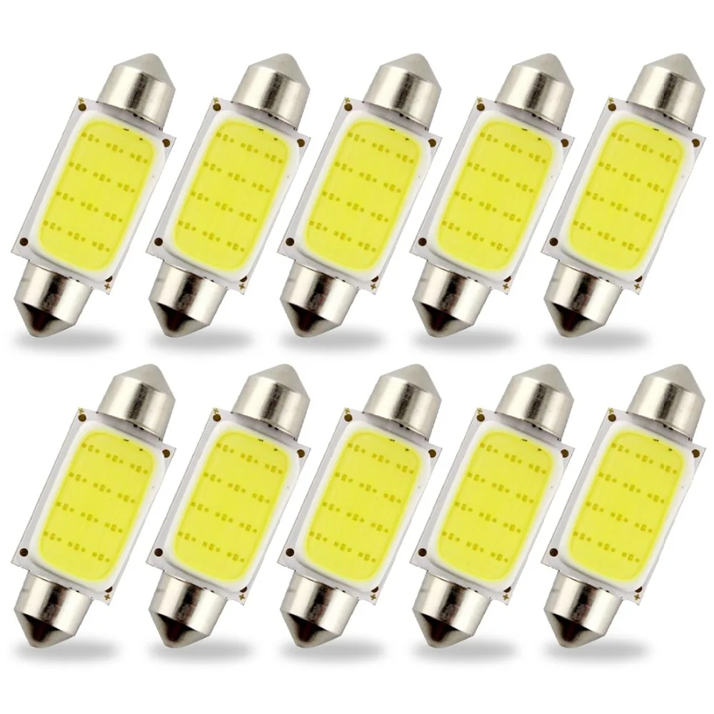 Safego 10 pcs 31mm 36mm 39mm 41/42mm C5W LED COB 12 Chips SMD Bulbs Car Festoon Light Auto Interior Dome Light Lamps 12V White t10 1 68w 24 3020 smd led white light car steering lamps dc 12v 2 pcs
