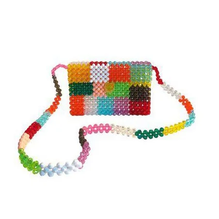 Candy Color Panelled Plaid Striped Printing for Miss Multicolor Women Shoulder Bag Beaded Bag - Цвет: plaid