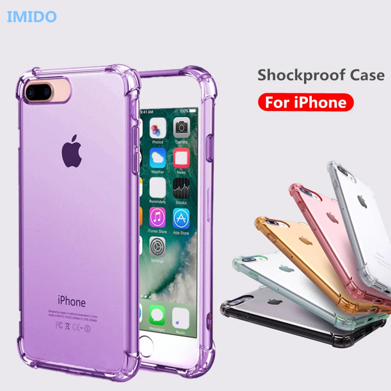 

Super Anti knock Silicone Clear Soft TPU Case For iphone X 7 8 Plus Drop Protection Cell Phone Case for iphone X 7 6 6s Plus
