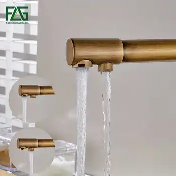 FLG 100% Brass Antique Mixer Swivel Drinking Water Faucet 3 Way Water Filter Purifier Kitchen Faucets For Sinks Taps 242-33A