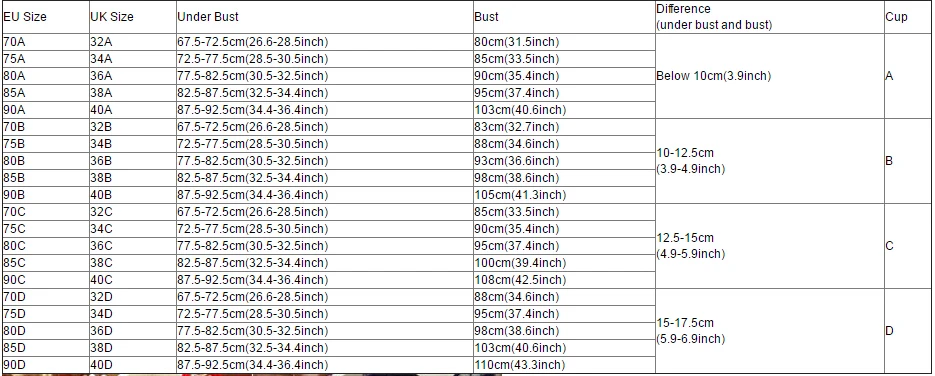 good size chart