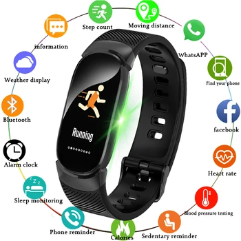 

LIGE New Sport Bracelet Smart Watch Waterproof Bracelet LED Color Screen Blood Pressure Heart Rate Monitor Fitness Pedometer+Box