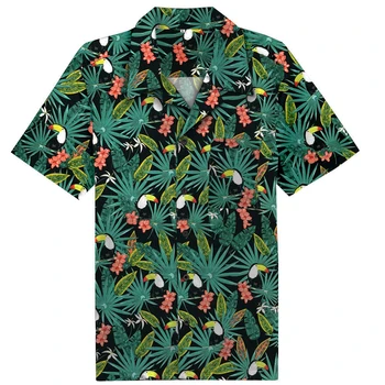 

Newest Toucan Mens Shirt Vintage Short Sleeve Bachelor Party Blouse Funny Bird Tops Mens Beer Shirt