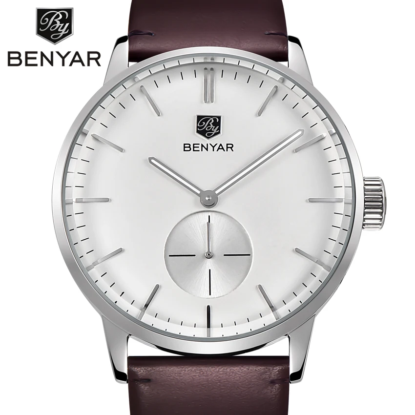 

Mens Watches Top Brand Luxury BENYAR Men Military Sport Luminous Wristwatch Chronograph Leather Quartz Watch relogio masculino