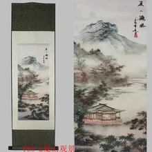 Летний Горный пейзаж узор шелковая Живопись украшение свиток живопись китайские характеристики и подарок