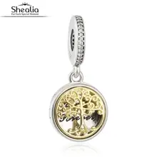 SHEALIA Dos Tonos de Las Raíces Del Árbol de Familia Locket Colgantes Charms 925 Familia Siempre Cuelgan Granos Para La Joyería Que Hace 2016