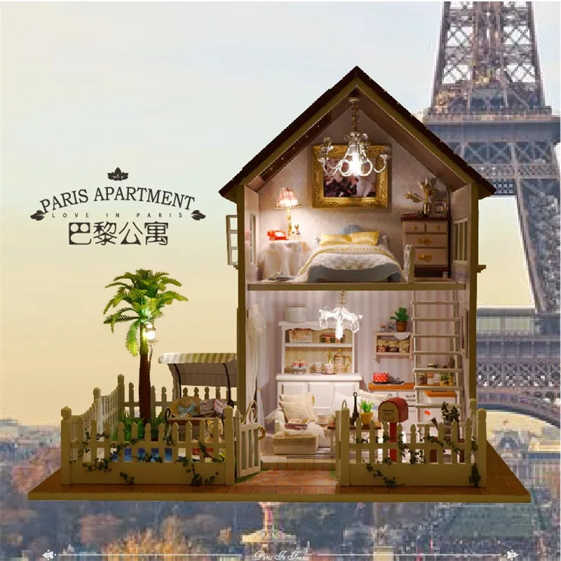 Сборка DIY Миниатюрная модель комплект Деревянный Кукольный дом, Парижская Квартира Дом игрушка с мебелью
