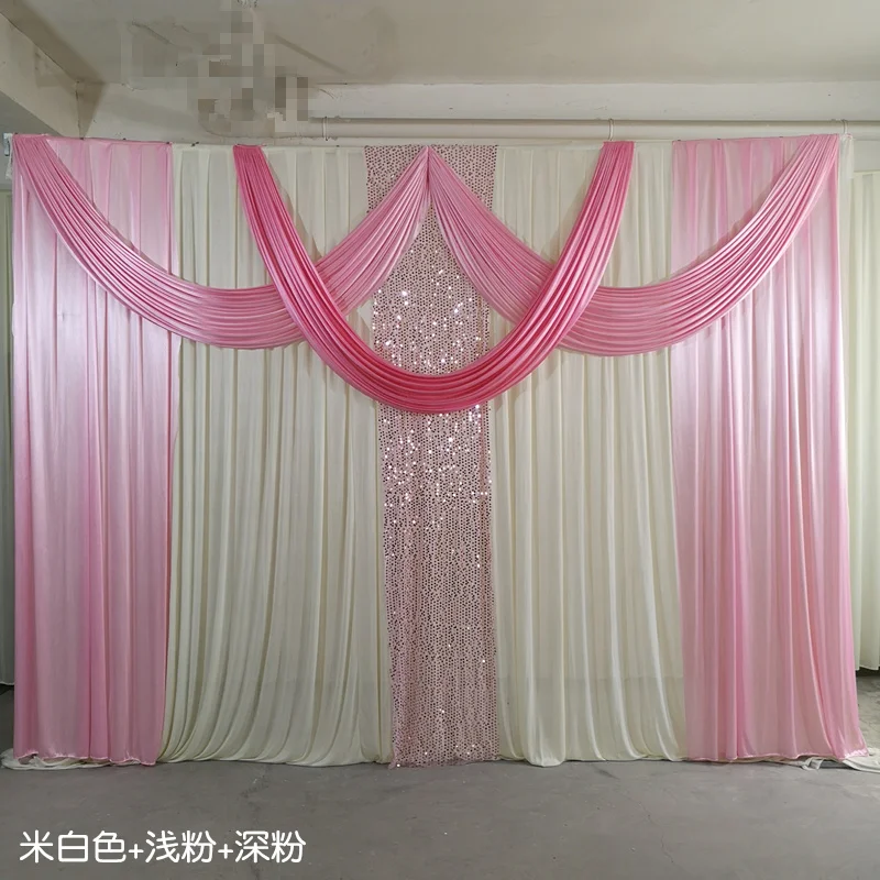 3x4m Ice Silk Chiffon Fabric Elegant And Luxury Wedding Backdrop