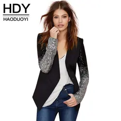 HDY Haoduoyi Осенние рукава путаницы блесток повседневный костюм тонкая женская  пальто повседневная зимняя куртка женская горячая куртка
