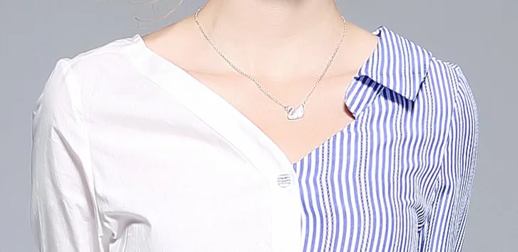 SWEETXUE Summer Women New Fashion Party Elegant Stitching Striped Irregular Shirt Dress Bow Tie Loose Large Plus Size Dresses