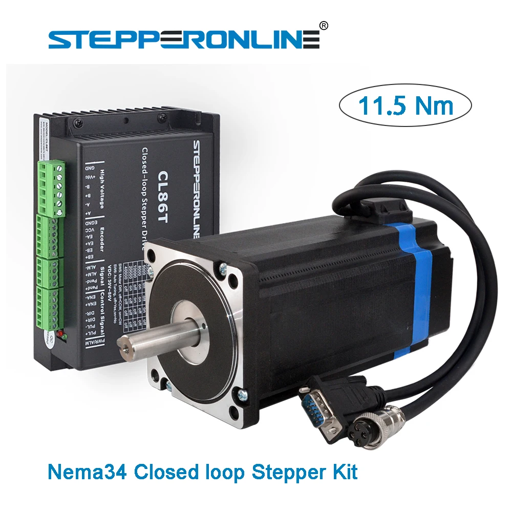 

Nema 34 11.5Nm Closed Loop Stepper Motor Kit Nema34 6A Hybrid Step Servo Motor + Driver CL86T  2pcs 1.7M Extension Cables