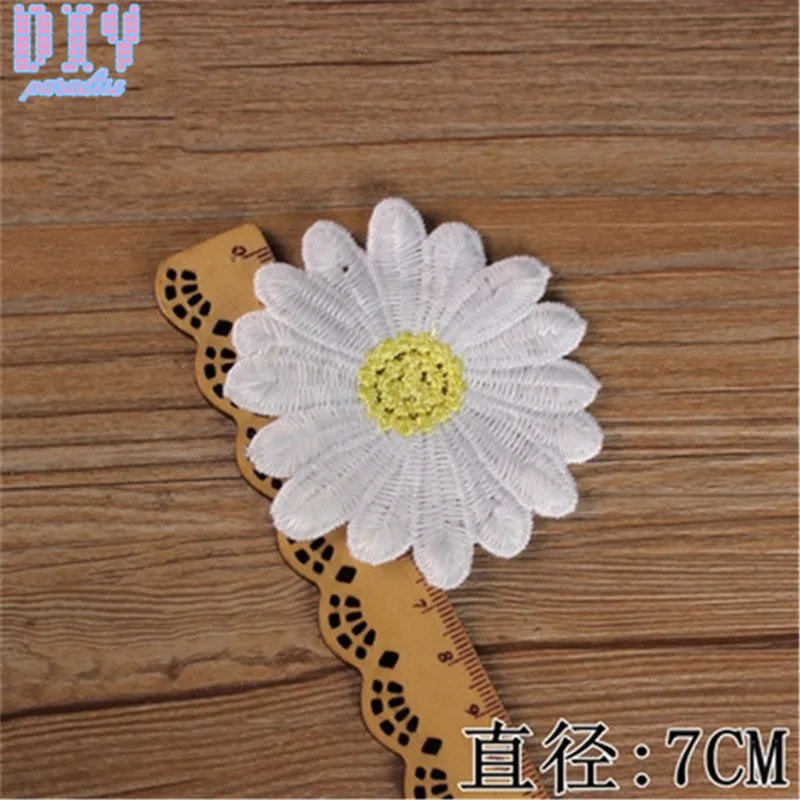Вышитая кружевная аппликация Цветы маргаритки|sew on flowers|applique embroidered flowerpatch flower |