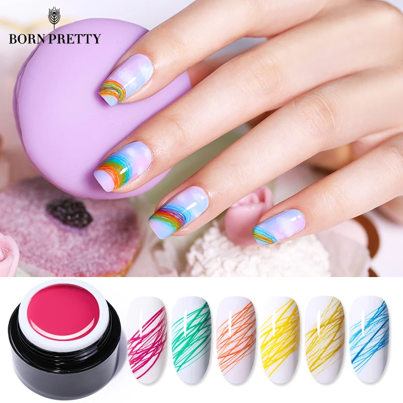 

BORN PRETTY Fluorescent Neon Wire Drawing Nail Gel Polish 5ml Nail Art Pull Line Gel Thick Elastic Paint UV Gel