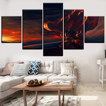 

5 Panel Canvas HD Printed Large Anime Berserk Demon Guts Poster Wall Art Cuadros Decoracion For Modern Living Room Artwork
