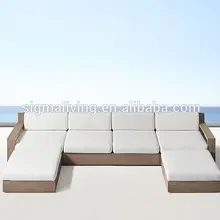 Новое прибытие Всепогодная уличная мебель Роскошная Тиковая Массивная древесина ультра-Глубокие сиденья классический модульный диван
