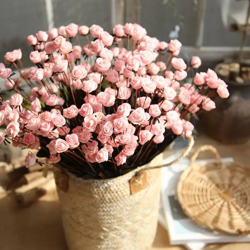 15 головки pe Пена Искусственные цветы розы филиал DIY свадебный венок Букеты Свадебные украшения для сада, flores artificiais