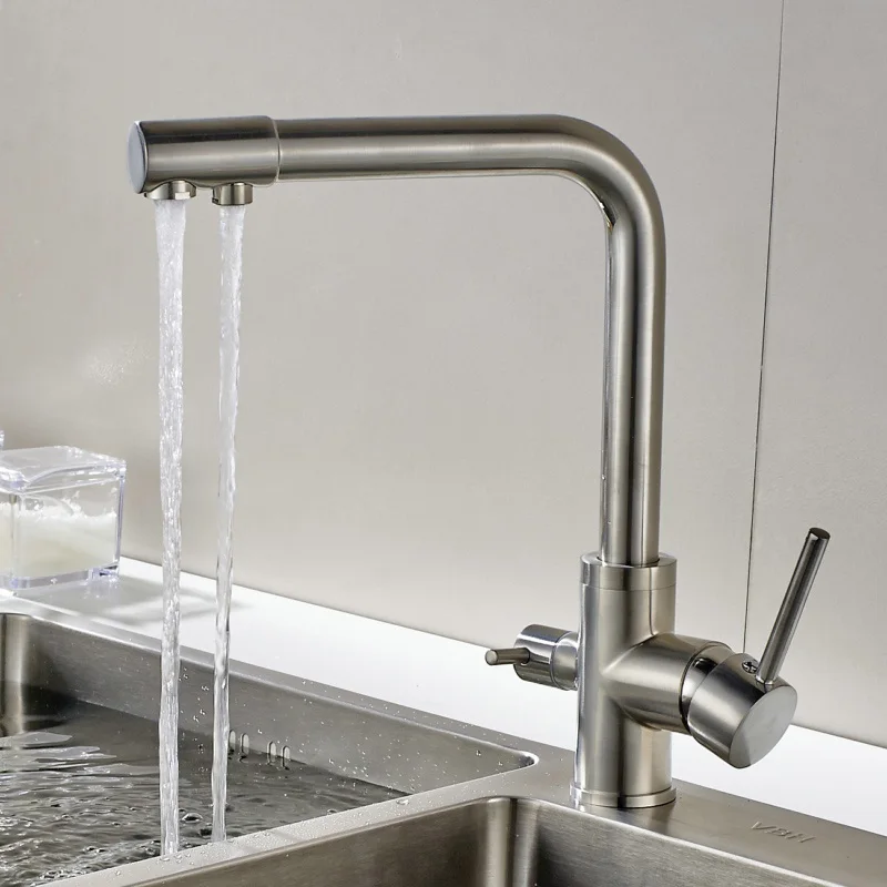  FLG Water Filter Kitchen Faucet Brushed Nickel Tap 360 Rotation with Water Purification Features Ta - 32934582300