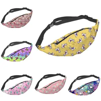 

Women Cute Cartoon Chest Waist Bag Alpaca Print Zipper Crossbody Fanny Pack