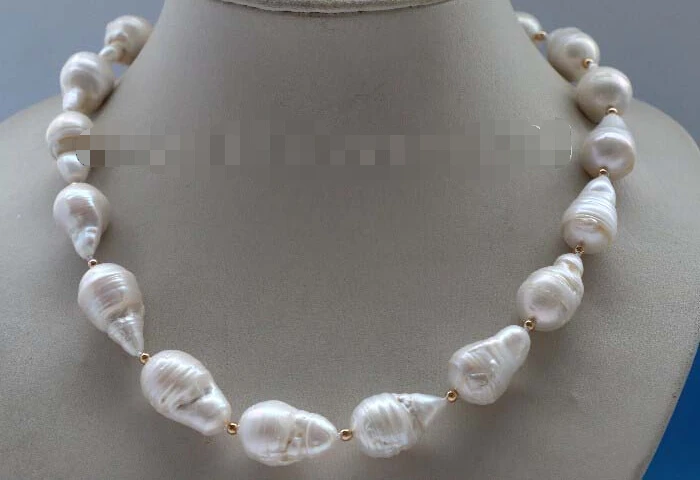 

17.5" Genuine Natural 23mm White Baroque Reborn Keshi Pearl Necklace 14KGP #f2136!