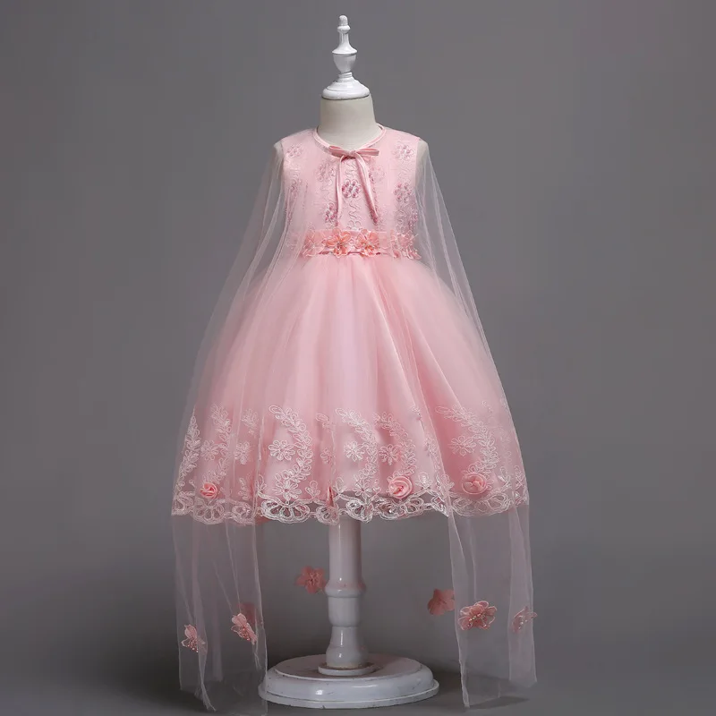 U-SWEAR 2019 Новое поступление элегантные для девочек в цветочек платья Съемная сетчатая мантия Флора кружевная Апликация жемчуг бисера