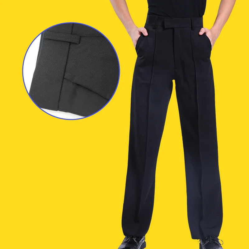 

Boys Latin Dance Pants Black Men Ballroom Belted Dance Trousers Modern Salsa Tango Rumba Samba Cha Cha Latin Pants