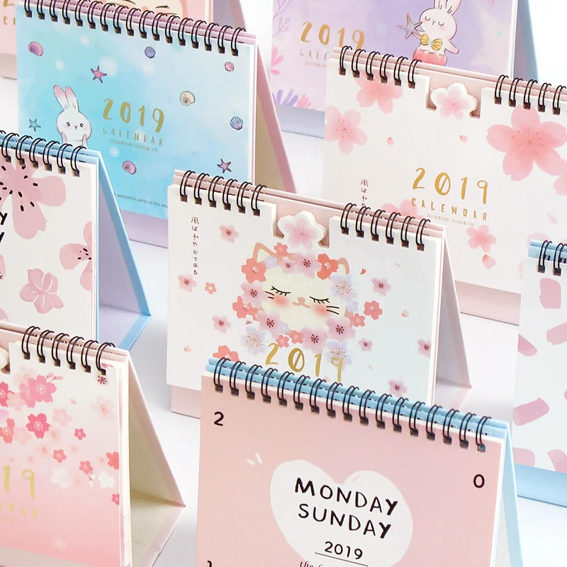 

JIANWU 1pc Creative Sakura fruit paper 2018 2019 schedule desk calendar weekly planner memo school office stationery
